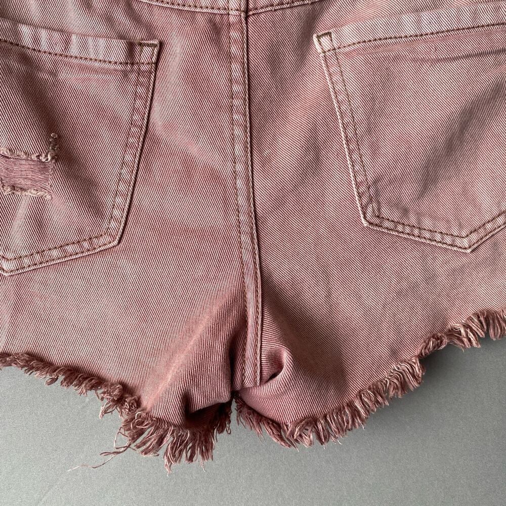 Free people sz 29 burgundy distressed, cut off Jean shorts‎ NWOT - Picture 7 of 9